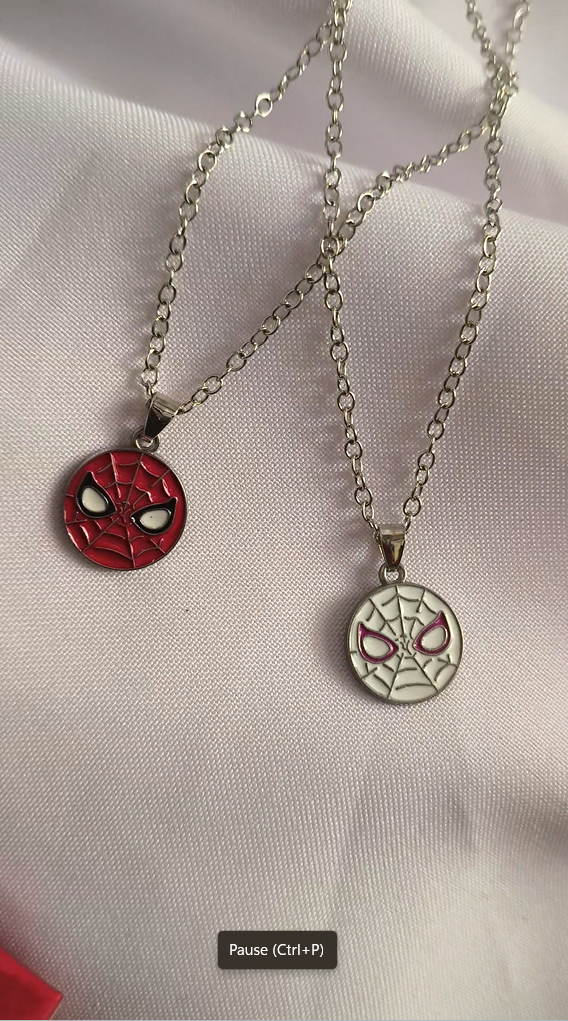 Spider man x spider woman matching pendent