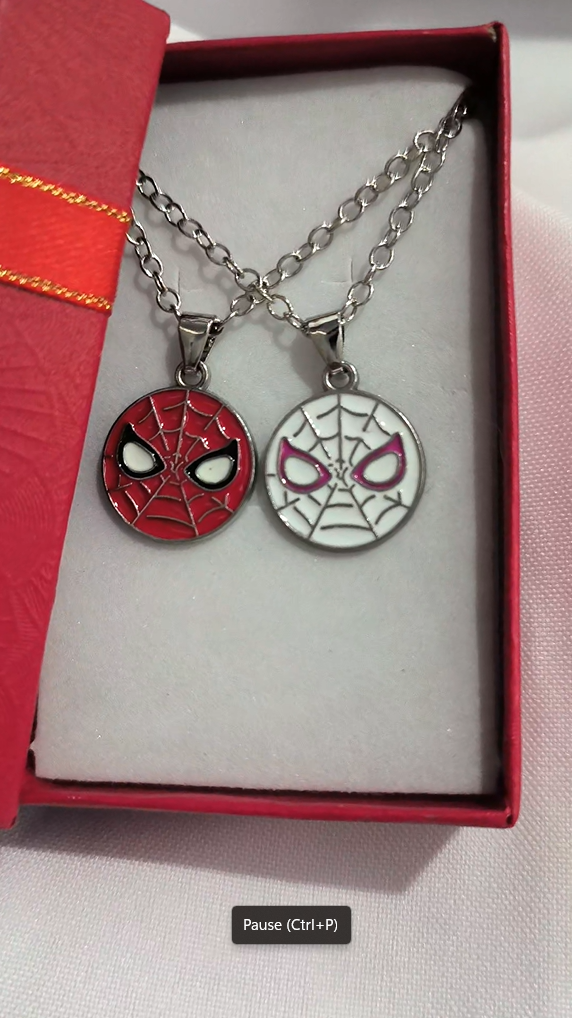 Spider man x spider woman matching pendent