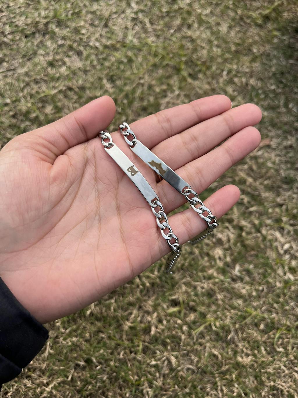 Stainless steel Cat woman X Bat Couple Bracelets
