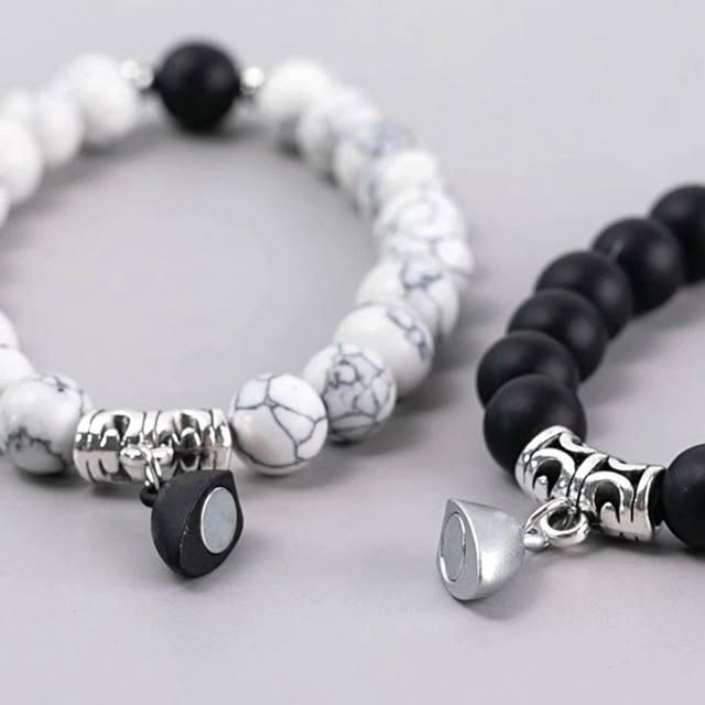 White & black stone matching bracelet