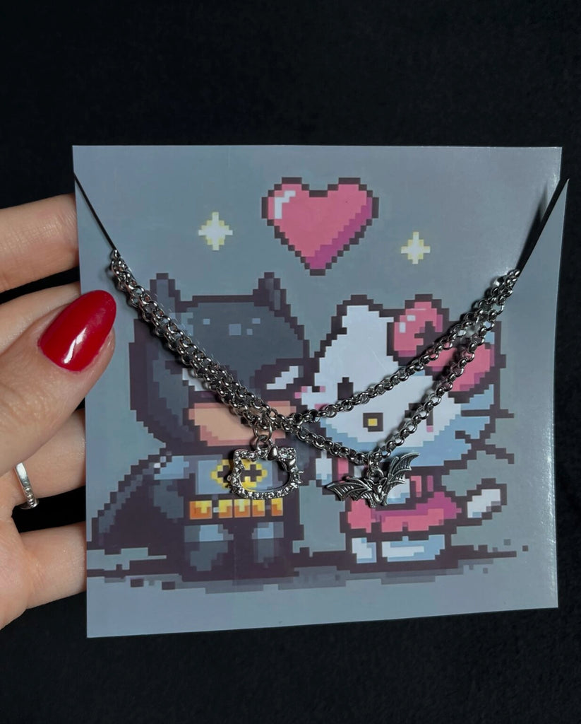 Hello kitty x batman matching pendent