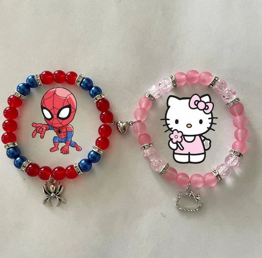 Spider man x hello kitty matching bracelet