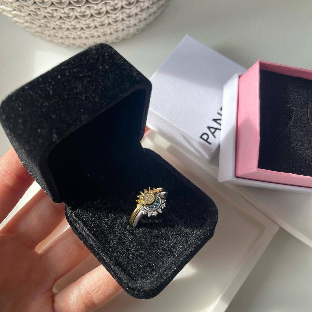 Stainless shining sun moon Ring