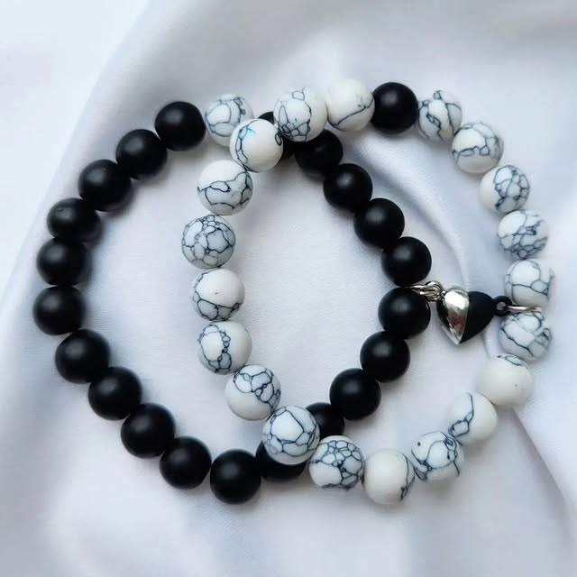 White & black stone matching bracelet