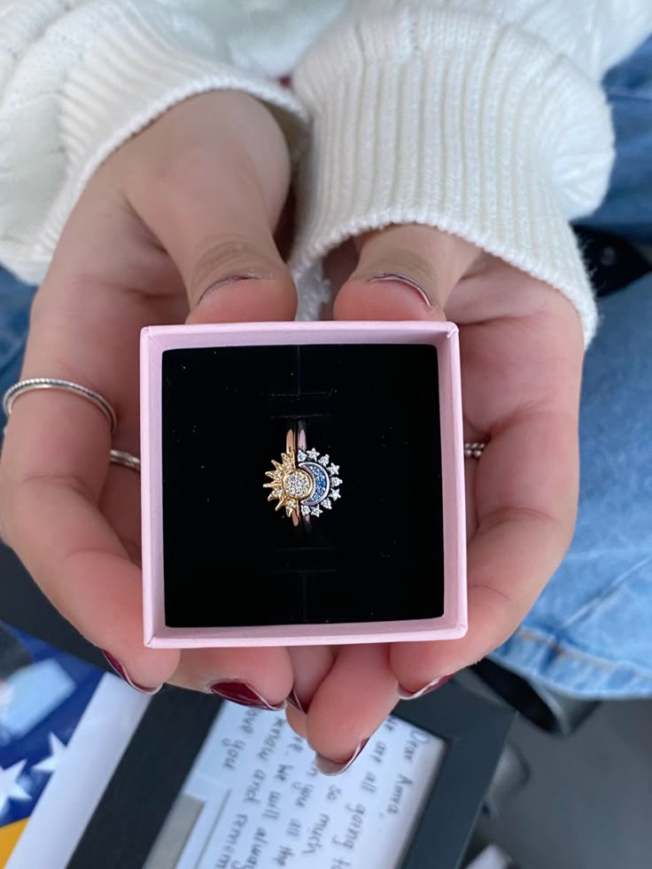 Stainless shining sun moon Ring