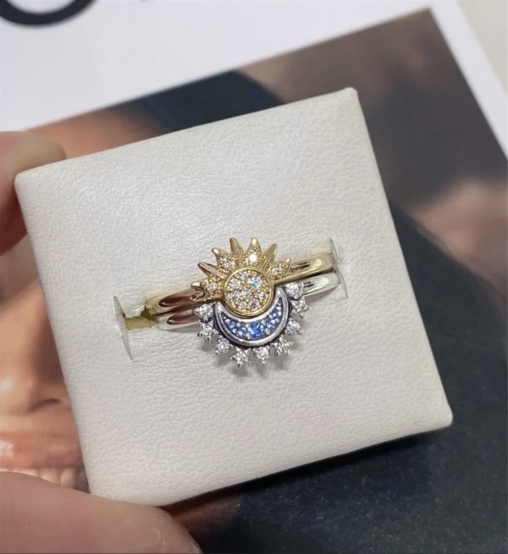 Stainless shining sun moon Ring